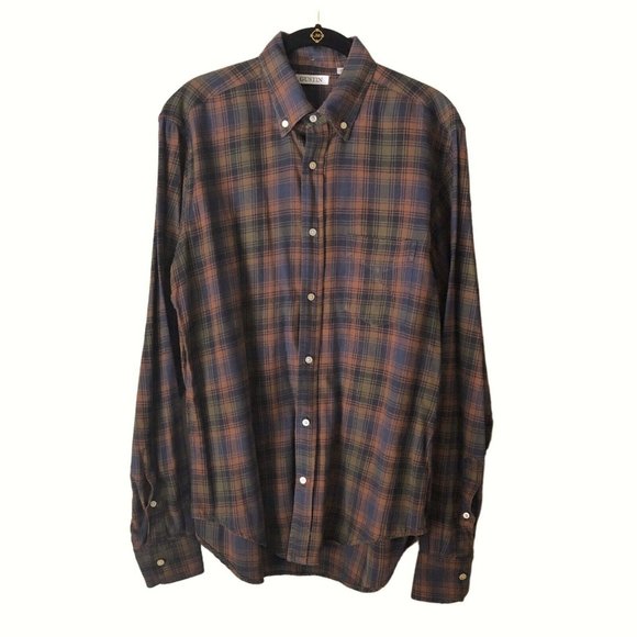 Gustin Other - Gustin Shirt Plaid Flannel Mens Large CL Long Sleeve Brown Green Navy Blue